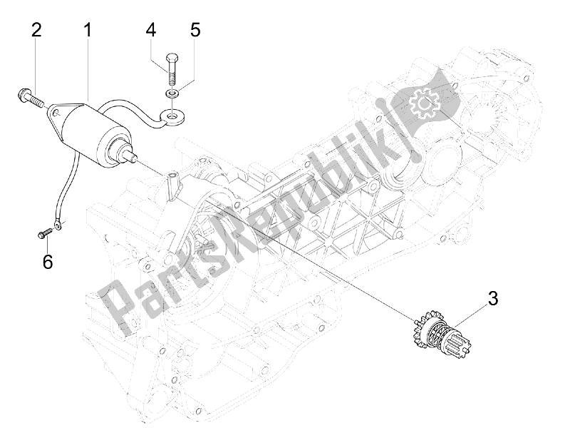 All parts for the Stater - Electric Starter of the Piaggio FLY 150 4T USA 2007