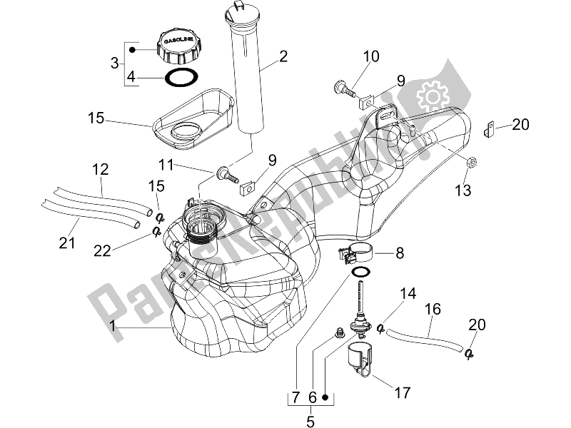 Toutes les pièces pour le Réservoir D'essence du Piaggio Liberty 125 4T Sport 2006