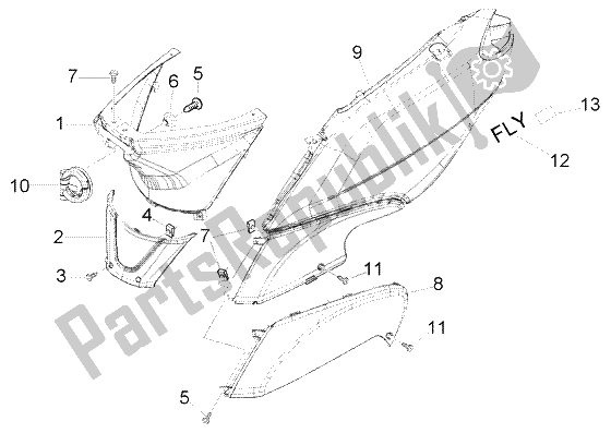 Todas las partes para Paneles Laterales de Piaggio FLY 150 4T 2009