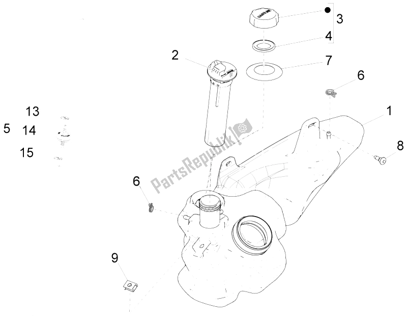 All parts for the Fuel Tank of the Piaggio Liberty 125 4T 2V IE PTT I 2012