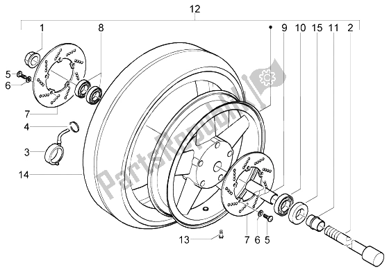 All parts for the Front Wheel of the Piaggio X9 200 Evolution 2004