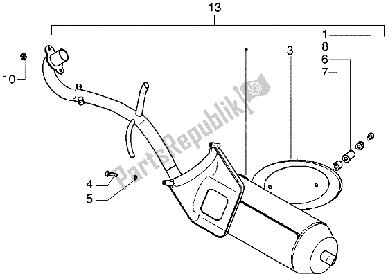 All parts for the Catalytic Silencer of the Piaggio Diesis 50 2004