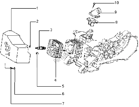 Alle onderdelen voor de Cilinderkop-koelkap-inlaat En Inductiepijp van de Piaggio Typhoon 50 1999