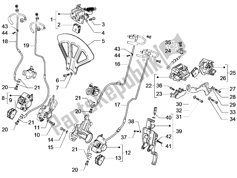 Todas las partes para Frenos Tubos - Pinzas (abs) de Piaggio MP3 500 Sport ABS USA 2015