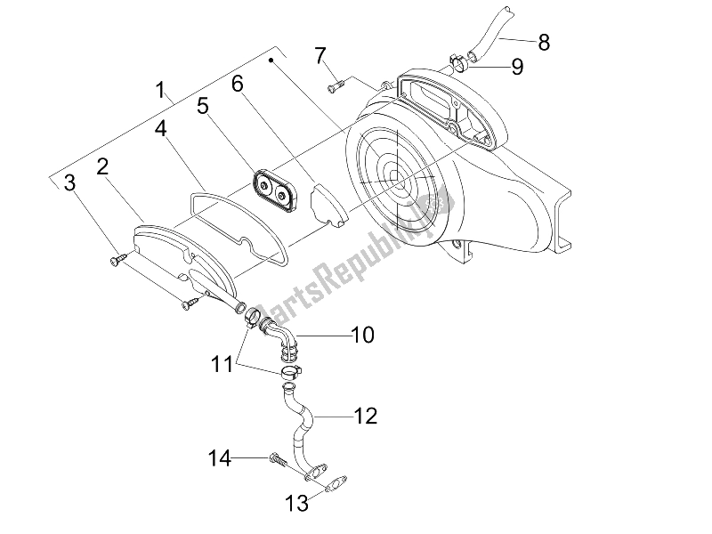 Todas las partes para Caja De Aire Secundaria de Piaggio FLY 100 4T 2008