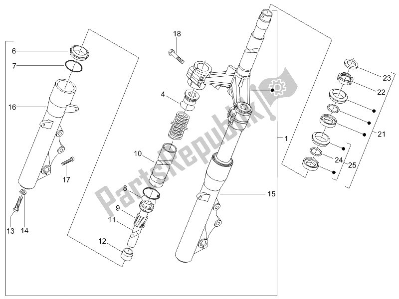 Toutes les pièces pour le Fourche / Tube De Direction - Palier De Direction du Piaggio X8 400 IE Euro 3 2006