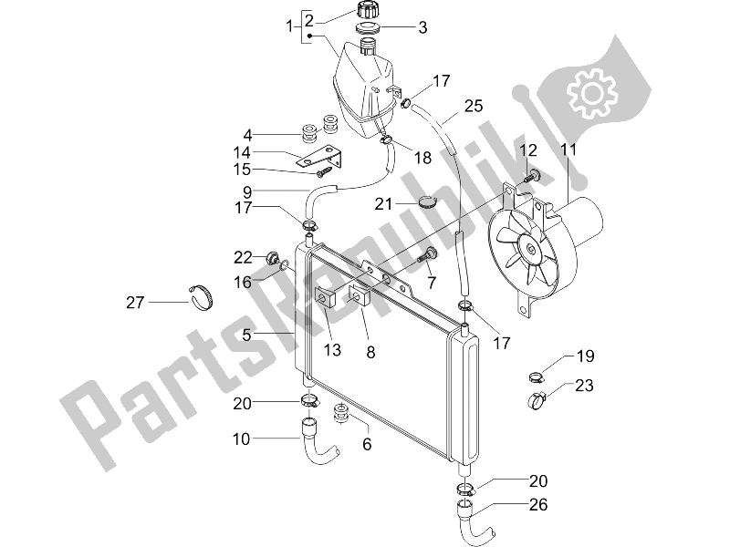 Alle onderdelen voor de Koelsysteem van de Piaggio X8 250 IE UK 2005