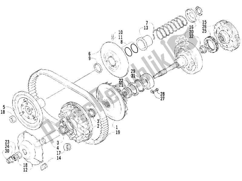 All parts for the Driving Pulley of the Piaggio Trackmaster 400 2006