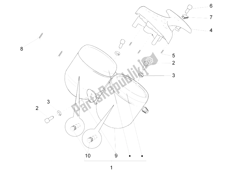 Toutes les pièces pour le Tableau De Bord Combiné du Piaggio Carnaby 300 4T IE Cruiser 2009