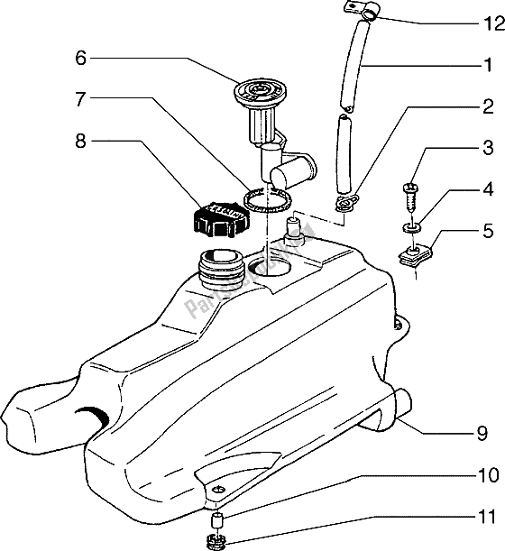 All parts for the Fuel Tank of the Piaggio Hexagon 125 1996