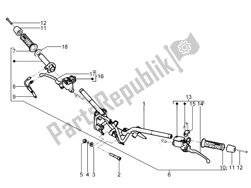 Toutes les pièces pour le Guidon - Master Cil. Du Piaggio Beverly 125 RST 4T 4V IE E3 2010