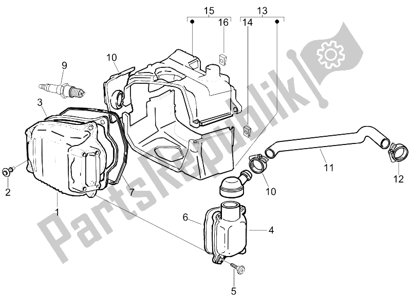 All parts for the Cylinder Head Cover of the Piaggio Liberty 150 4T Sport E3 2008