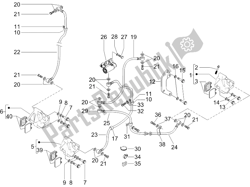 All parts for the Brakes Pipes - Calipers of the Piaggio X9 125 Evolution Potenziato UK 2006