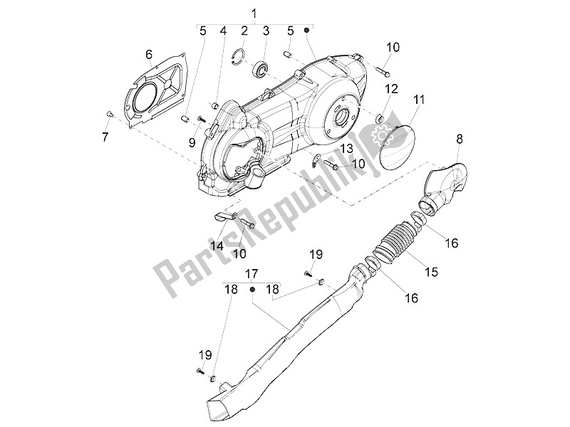 Toutes les pièces pour le Couvercle De Carter - Refroidissement Du Carter du Piaggio Liberty 125 4T 2V IE E3 Vietnam 2011