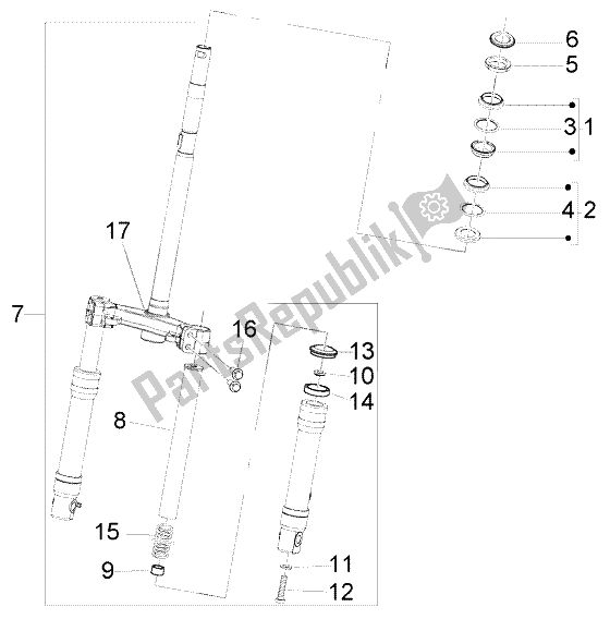 All parts for the Front Wheel Suspension of the Piaggio FLY 150 4T 2004