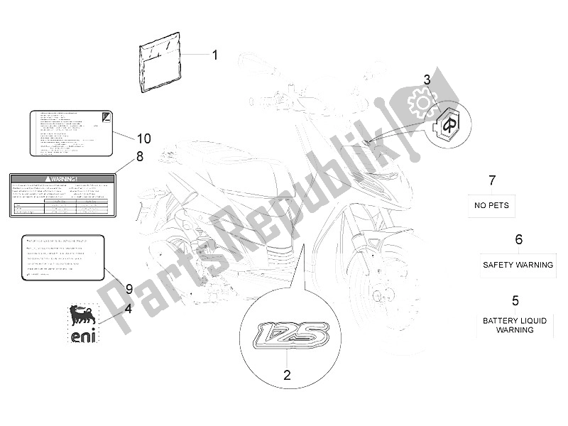 Wszystkie części do Talerze - Emblematy Piaggio Typhoon 125 4T 2V E3 USA 2011