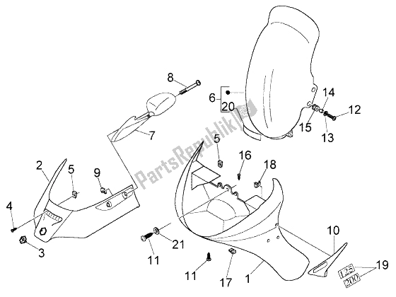 Toutes les pièces pour le Bouclier du Piaggio X8 200 2004