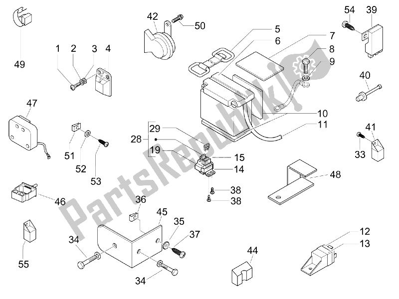 Toutes les pièces pour le Télécommandes - Batterie - Klaxon du Piaggio X9 500 Evolution ABS 2 2006