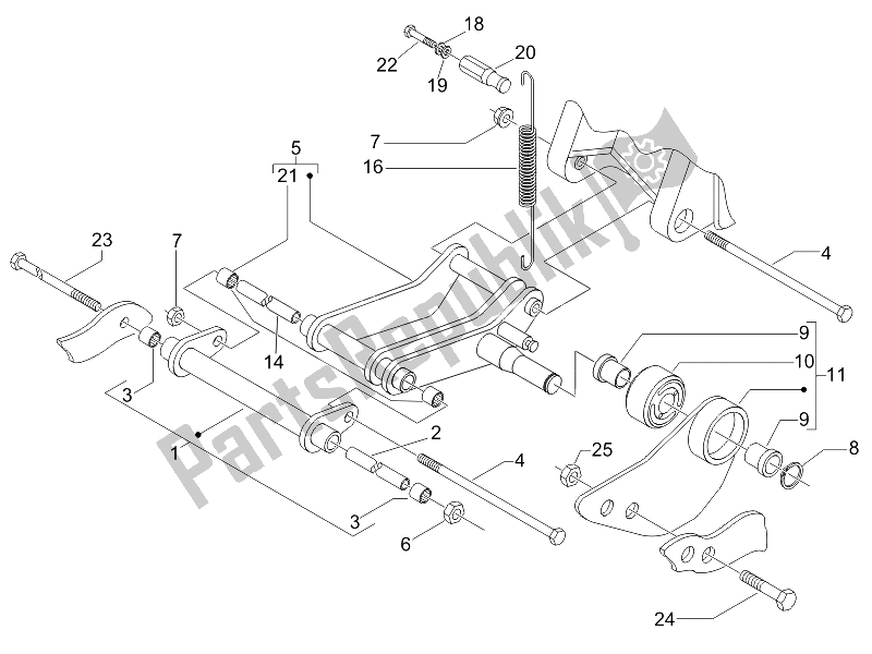 Toutes les pièces pour le Bras Oscillant du Piaggio FLY 50 4T 2006