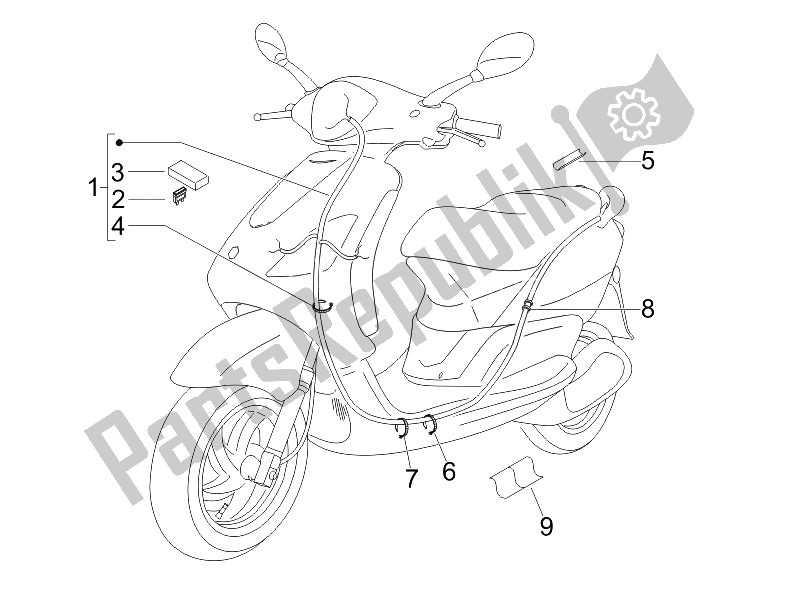 Todas las partes para Mazo De Cables Principal de Piaggio FLY 50 2T 25 KMH B NL 2005