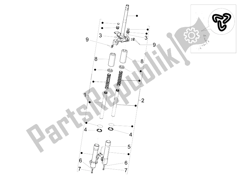 Tutte le parti per il Componenti Della Forcella (parte Superiore Di Wuxi) del Piaggio Liberty 150 4T 3V IE LEM 2014