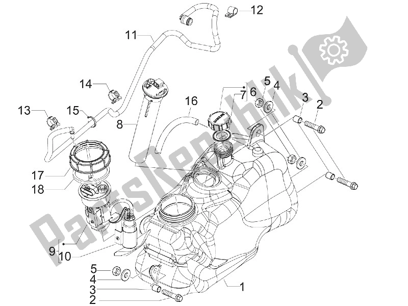 Toutes les pièces pour le Réservoir D'essence du Piaggio MP3 300 IE Touring 2011