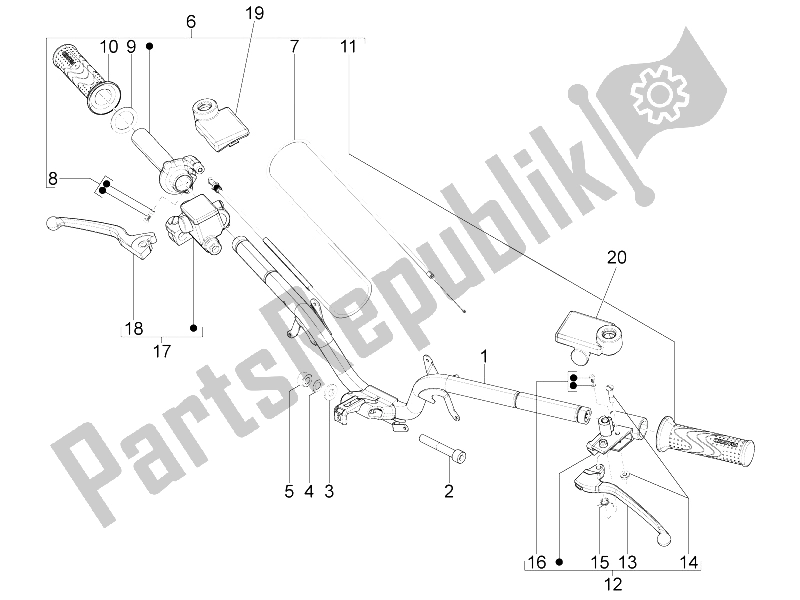 Toutes les pièces pour le Guidon - Master Cil. Du Piaggio Typhoon 50 4T 4V E2 USA 2012