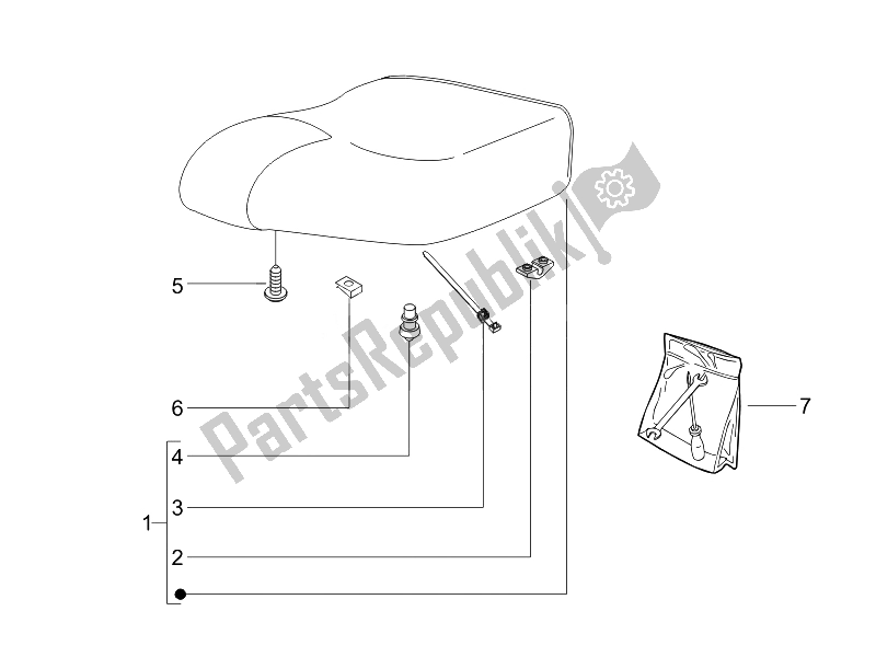All parts for the Saddle/seats - Tool Roll of the Piaggio Liberty 50 4T PTT D 2007