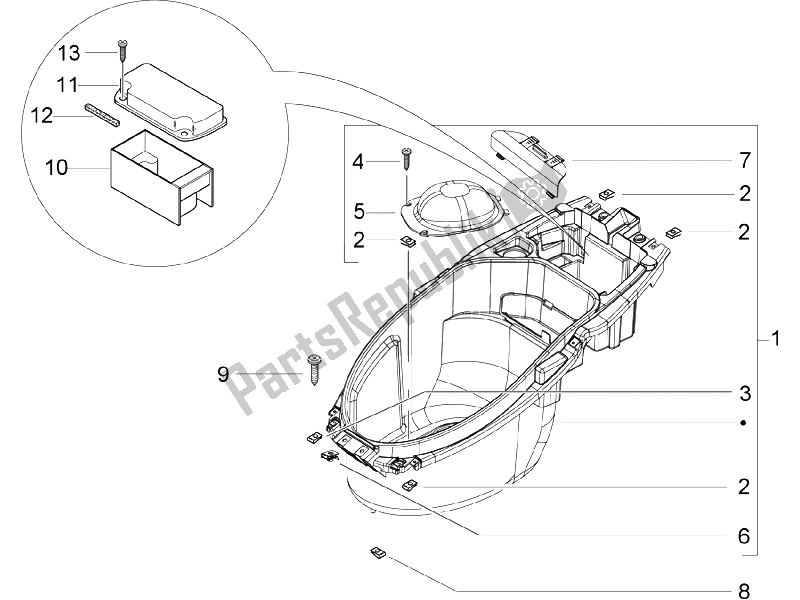 Toutes les pièces pour le Logement De Casque - Sous La Selle du Piaggio NRG Power DT 50 2006