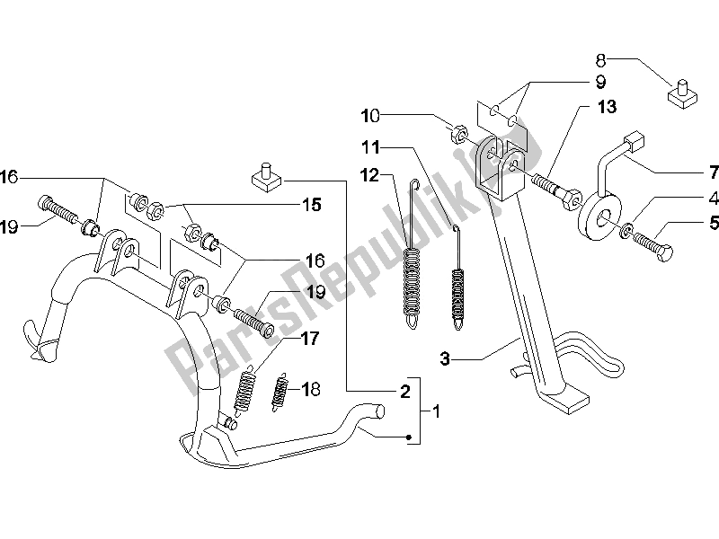 All parts for the Stand/s of the Piaggio Beverly 500 IE E3 2006