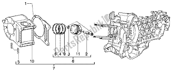 Alle onderdelen voor de Cilinder-zuiger-polspen, Assy van de Piaggio X9 180 Amalfi 2002