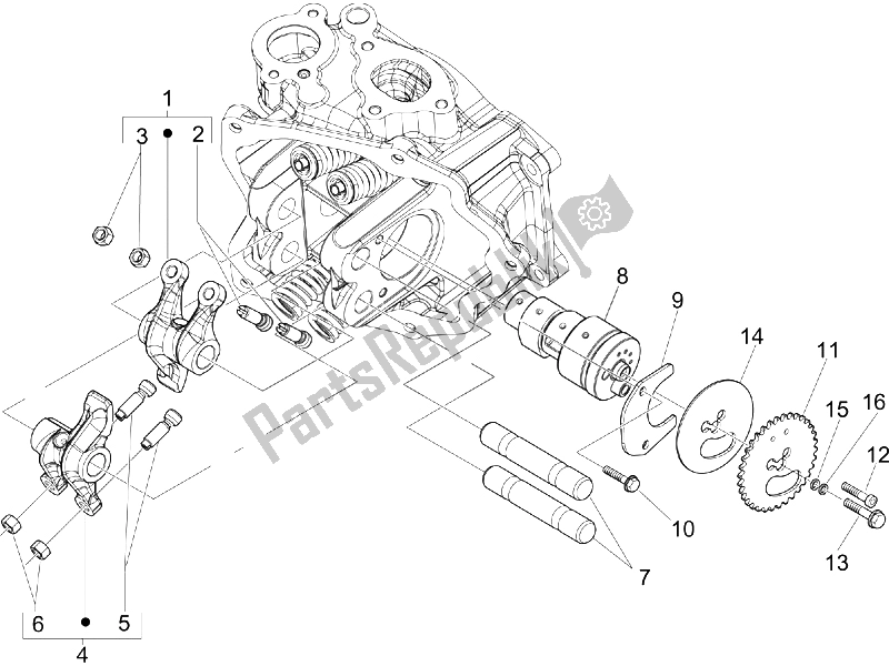 Toutes les pièces pour le Leviers à Bascule Support Unité du Piaggio Beverly 125 2005