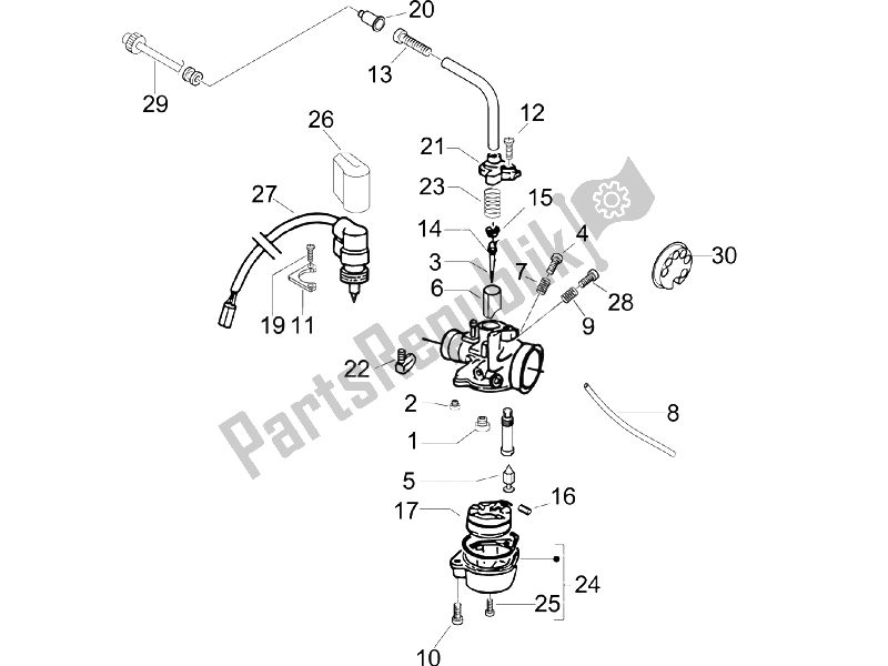 Toutes les pièces pour le Composants Du Carburateur du Piaggio Typhoon 50 2006