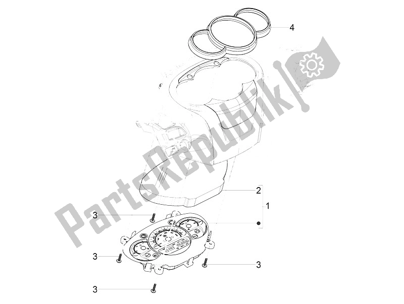 All parts for the Meter Combination-dashbord of the Piaggio Beverly 300 IE ABS E4 EU 2016