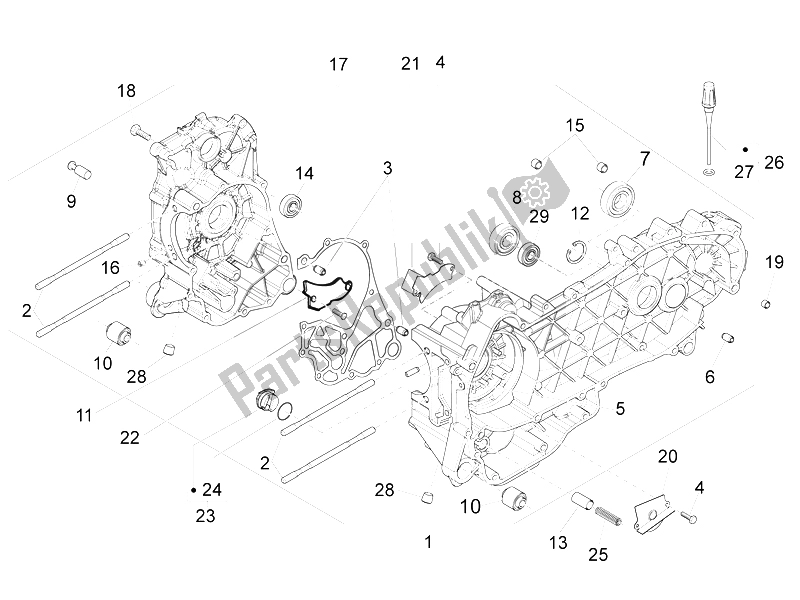 Toutes les pièces pour le Carter du Piaggio Liberty 150 4T E3 MOC 2009