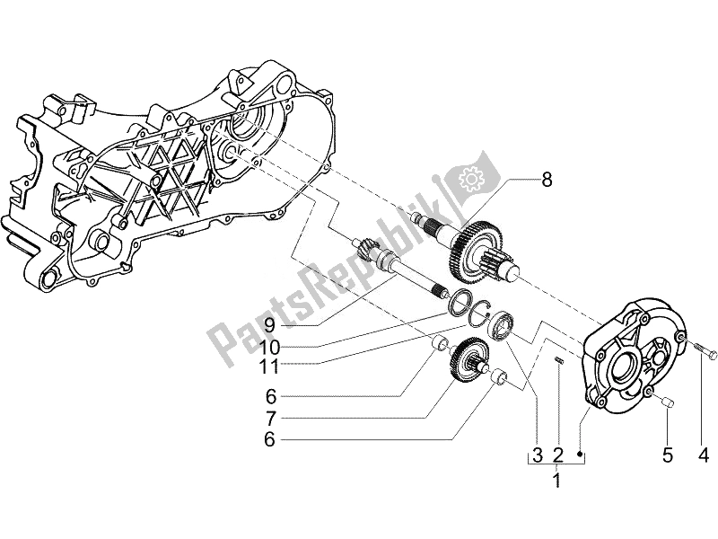 All parts for the Reduction Unit of the Piaggio NRG Power Pure JET 50 2007