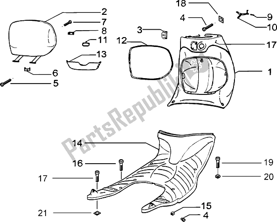 All parts for the Front Glove Compartment-rubber Mat of the Piaggio ZIP Catalyzed 50 2000