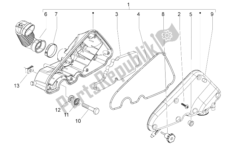Toutes les pièces pour le Filtre à Air du Piaggio Typhoon 50 4T 4V E2 USA 2012