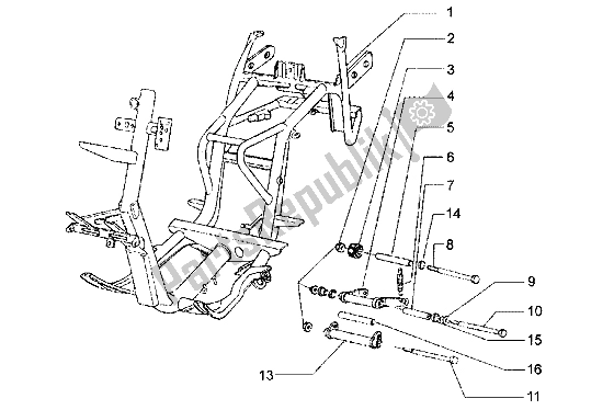 All parts for the Chassis-swingingarm-side Stand of the Piaggio Hexagon LX 125 1998