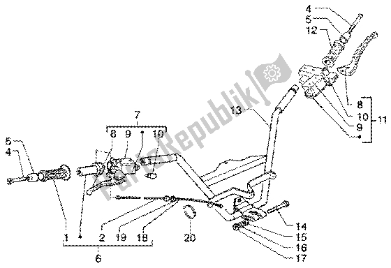 Toutes les pièces pour le Pompe De Frein-guidon du Piaggio X9 180 Amalfi 2002