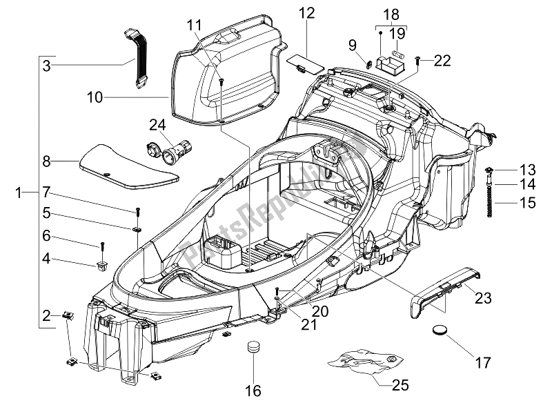 Toutes les pièces pour le Logement De Casque - Sous La Selle du Piaggio MP3 400 IE USA 2007