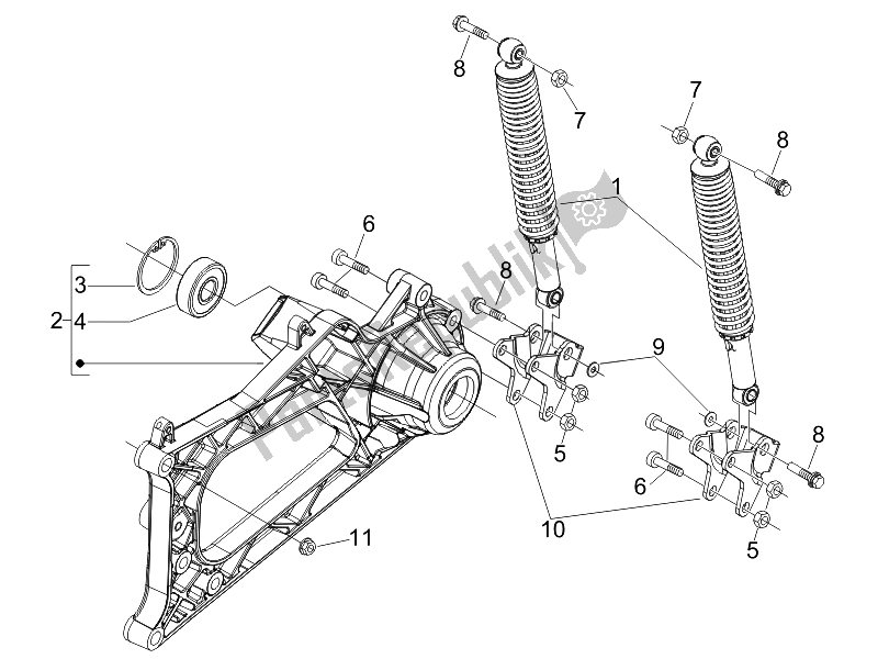 Toutes les pièces pour le Suspension Arrière - Amortisseur / S du Piaggio MP3 400 IE USA 2007