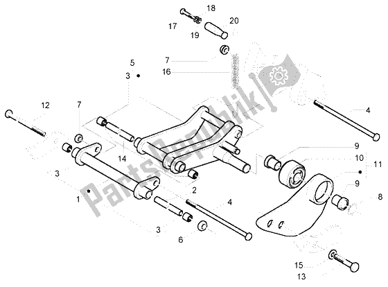 Toutes les pièces pour le Bras Oscillant du Piaggio FLY 50 4T 2004