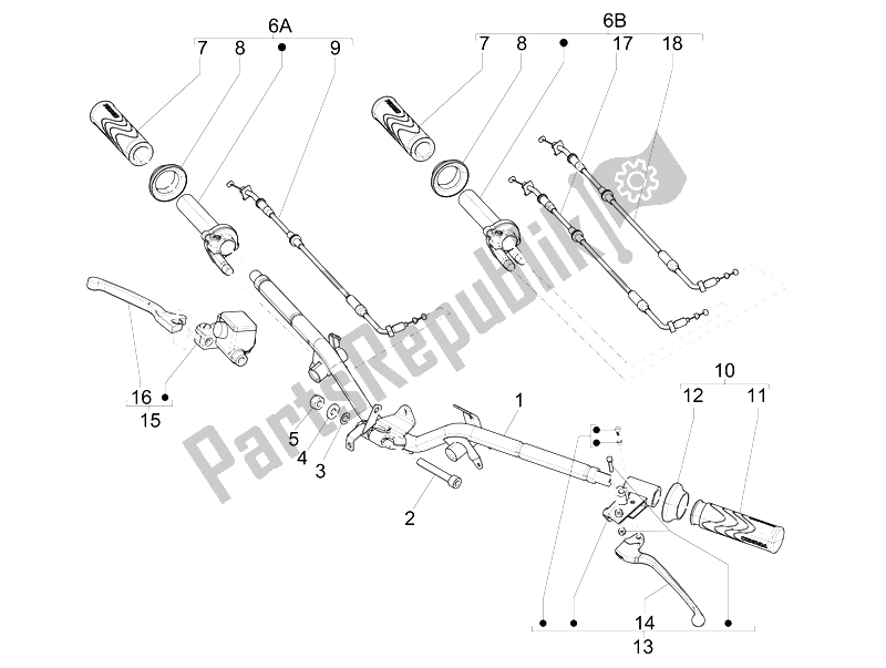 Todas las partes para Manillar - Master Cil. De Piaggio Liberty 125 4T 3V IE E3 Vietnam 2014