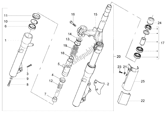 All parts for the Fork of the Piaggio BV 200 U S A 2005