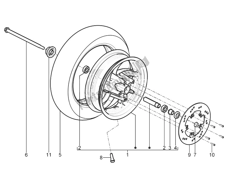 Todas las partes para Rueda Delantera de Piaggio Typhoon 50 2T E3 CH 2011
