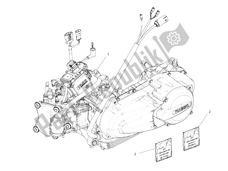 All parts for the Engine, Assembly of the Piaggio MP3 125 Ibrido 2009