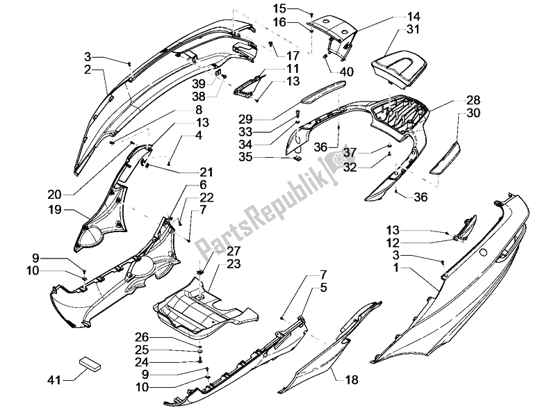 All parts for the Side Cover - Spoiler of the Piaggio MP3 500 LT Sport 2014