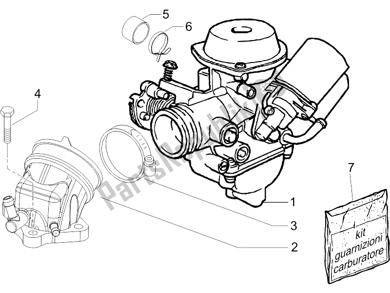 Toutes les pièces pour le Carburateur, Montage - Tuyau Union du Piaggio X9 125 Evolution Potenziato UK 2006