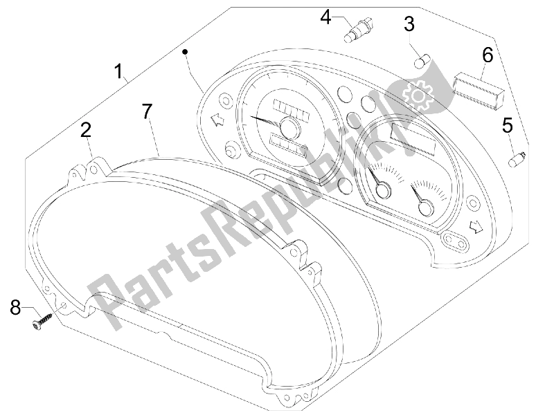 Tutte le parti per il Quadro Strumenti-quadro Comandi del Piaggio Beverly 400 IE Tourer E3 2008